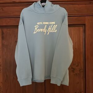 NWOT Men's Hotel Homme Femme Light Blue Graphic Hoodie Size XL